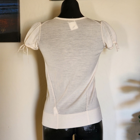 Chanel Ivory Short Puffy Sleeve Sweater Sz. 38 - Picture 2 of 6